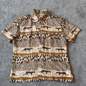 Woman Brown Leopard Print Shirt size S-M